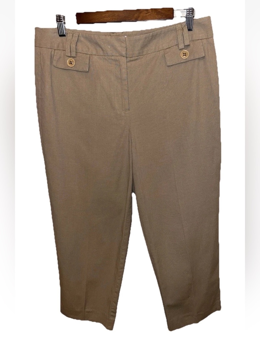 Talbots Tan Brown Curvy Signature Crop Stretch Dress Pants Size 12P Women's NWT